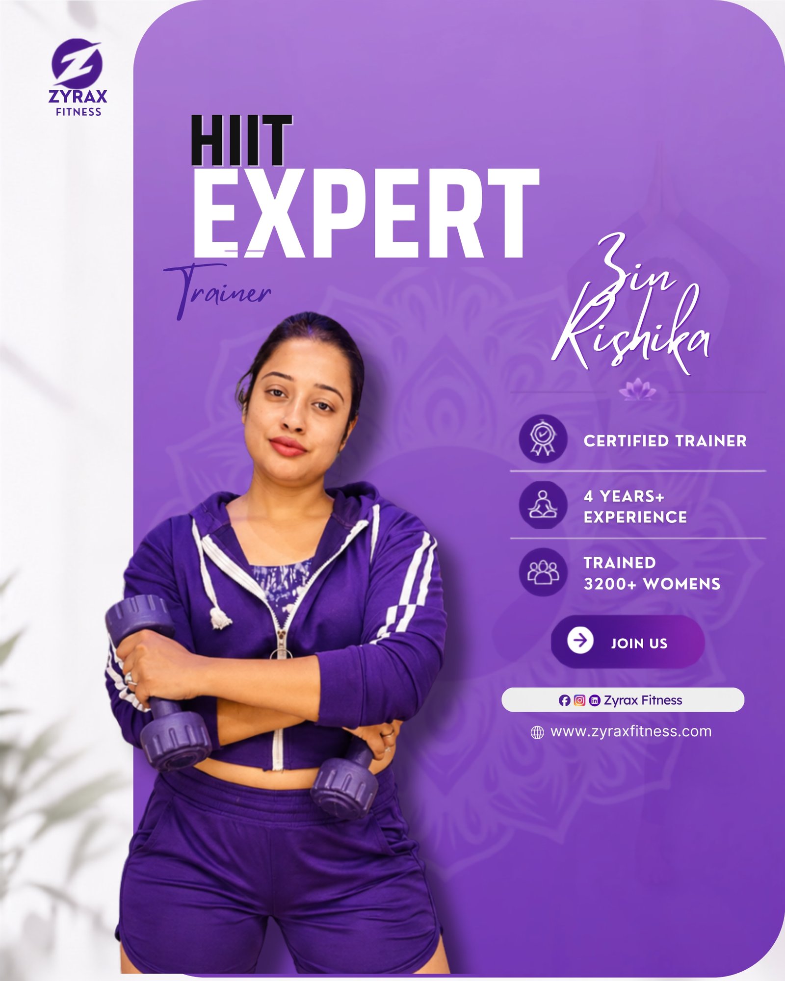 Rishika, Zyrax Zumba Expert Trainer - Best online Zumba classes for weight loss